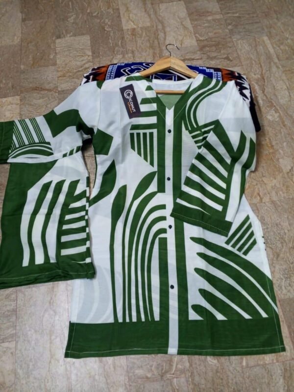 2 Pcs Women's Stitched Printed Shirt And Trouser - Image 3