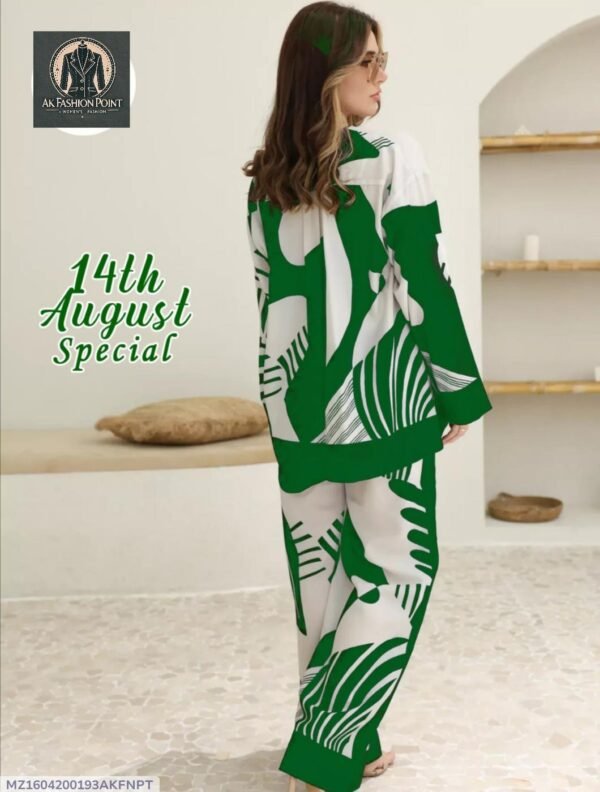 2 Pcs Women's Stitched Printed Shirt And Trouser - Image 2