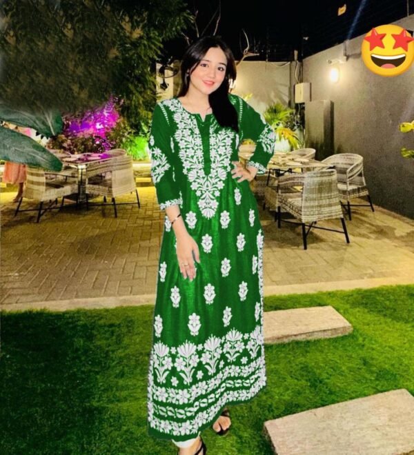 2 Pcs Women's Stitched Embroidered Shirt And Trouser
