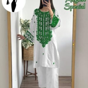 2 Pcs Women's Stitched Embroidered Shirt And Trouser
