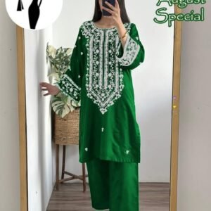 2 Pcs Women's Stitched Embroidered Shirt And Trouser